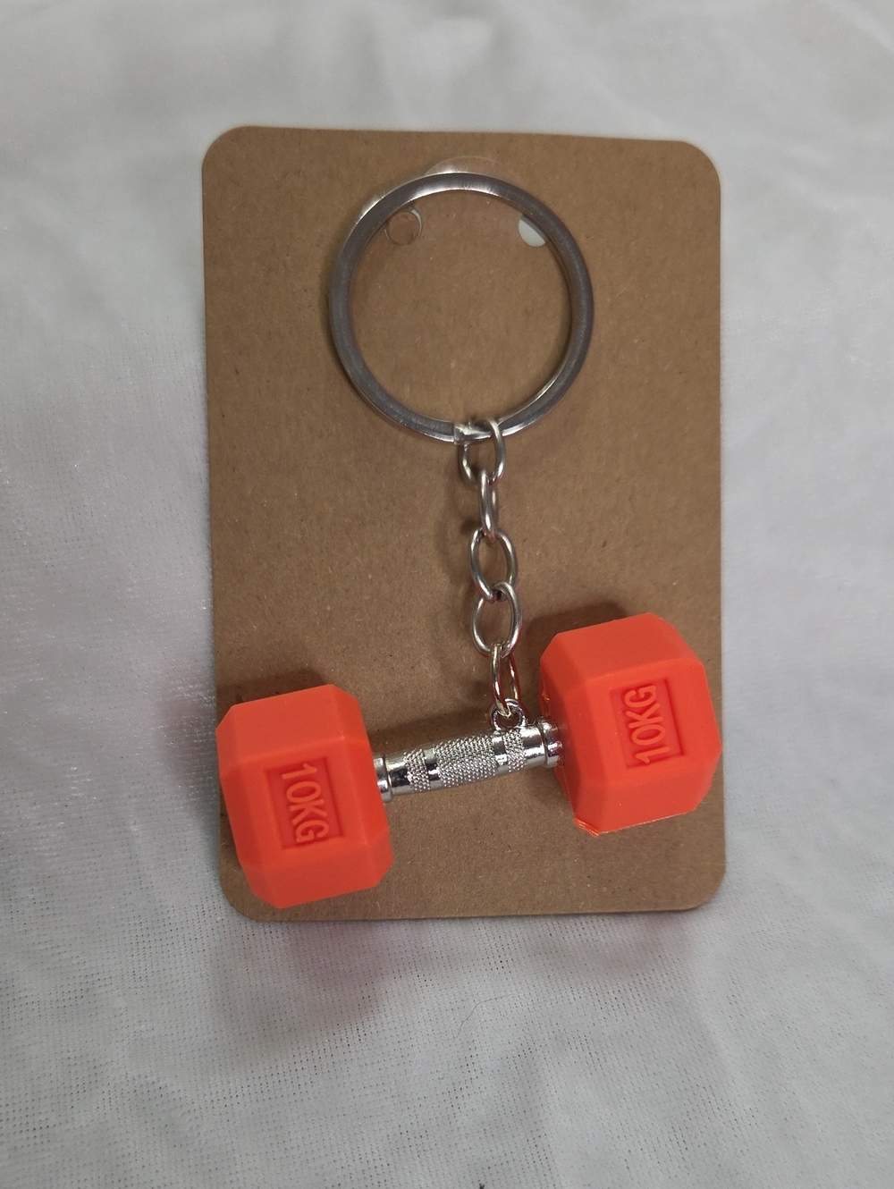 Orange Dumbbell Weight Keychain Bag Charm Fitness Weightlifting Gym Athletic